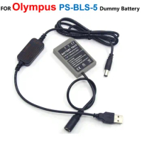 BLS-5 BLS 5 Dummy Battery+Power Bank 5V USB Cable Adapter For Olympus PEN E-PL7 E-PL5 E-PM2 Stylus 1 1s OM-D E-M10 Mark II III