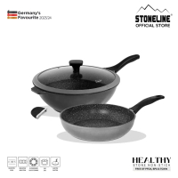STONELINE ® CLASSIC Cookware Set Of 3, 24cm Deep Frying Pan / 30cm Wok with Lid