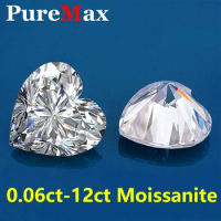 PureMax Heart Shape Moissanite Loose Stones 0.06ct-12ct D Color VVS1 Super White Excellent Cut Moissanite Diamonds Jewelry