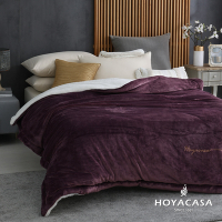 HOYACASA 舒柔法蘭絨x羊羔絨雙面毯-萊茵紫(180x200cm)
