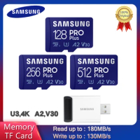SAMSUNG PRO Plus Micro SD Memory Card With USB3.0 Card Reader 180M 128GB 256GB 512GB V30 U3 A2 High Speed Class10 TF memory Card