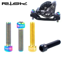 RISK 2PCS M6*25mm Titanium Alloy Bicycle Disc Brake Caliper Fixing Exten Bolt Lock MTB Bike Oil Disc Brake TC4 Retaining Screw