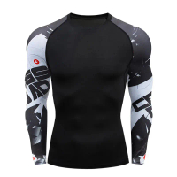 Baju T MMA lelaki, baju pelindung lengan panjang, baju T Muay Thai, baju Gi untuk BJJ Jiu Jitsu, baj