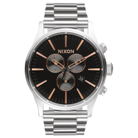 NIXON The SENTRY CHRONO 藍調搖滾潮流運動腕錶-玫瑰金x黑/42mm