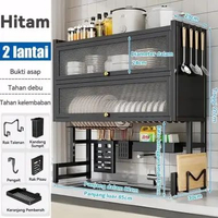 SKY - Homsaura Rak Piring Wastafel Rak Piring Tertutup 2 Lapis Dengan Penutup Rak Piring Dapurrak 2-