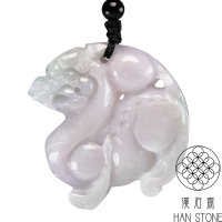 【漢石齋】天然翡翠A貨 貔貅玉佩吊墜 春帶彩種(41*42*14mm)
