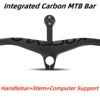 Integrated Handlebar Carbon Aero Speed Handlebar For Mountain Bike Handle Bar Winding Integr Bar With -17 Stem Computer Holder