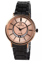Alfa Alfa - Jam Tangan Pria - Rosegold - Black Stainless Steel Bracelet - 88152M-A