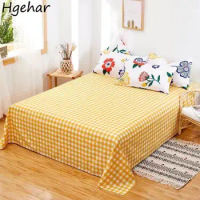 Plaid Flat Sheets Queen Size Bed Students Brushed Mattress Cover Household Single Double Bedspread Bedding Sheet Topper