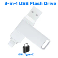 Metal USB flash for iphone 64GB 128GB 256gb 512gb Type C Ultra Dual USB 3.0 Flash Drive Memory Stick 16GB 32GB Thumb Drive