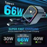2026Retractable Car Charger 120W 4 in 1 Car Fast Charger Retractable Car Charger IOS dan Type-c With