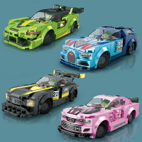 跨境益智拼裝積木玩具 兼容某高跑車賽車兒童玩具積木小顆粒積木77