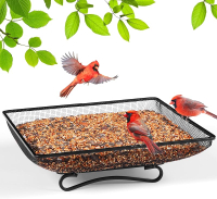 MIXXIDEA Ground Bird Feeder Tray Metal Platform Mesh Seed Tray for Bird Feeders Great Attracting Gar