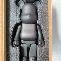 Bearbrick 400% Ebony Bare Board Bear 28cm Height 11 Inches Height Collection Wooden Bear Wood Figure Joints Can Rotate