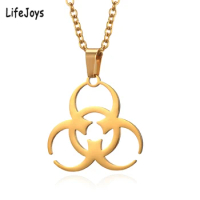 Biohazard Necklace Stainless Steel Biohazard Pendant Warning Sign Game Movie Jewelry Women Men Hip Hop Gold Black Silver Color