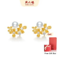 ZHOU LIU FU S925 Sterling Silver Earrings Natural Freshwater Pearl Cute Flowers Stud Earring for Wom