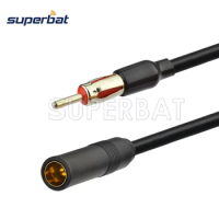 Superbat 12" Aerial Antenna Extension Lead Car CD Radio Cable Player - DIN 41585 Connector Adapter Wire
