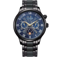 【CITIZEN 星辰】光動能紳士時尚月相錶-42mm/藍x黑 母親節 禮物(AP1055-87L)