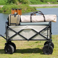 5 Inch Rubber Wide Wheel Camper High Load-bearing Outdoor Folding Camping Trolley Portable Shopping Cart