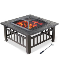 Square Fire Pits Outdoor Courtyard Grill Stand Camping Stove Home Charcoal Grill Brazier Charcoal Heating Bonfire Brazier Table