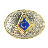 White gold between western double color zinc alloy buckle mason pattern 4.0 belt buckle for restoring ancient ways