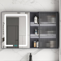 浴櫃 浴室櫃 太空鋁浴室智能鏡柜單獨衛生間掛墻式廁所收納鏡子玻璃門除霧帶燈