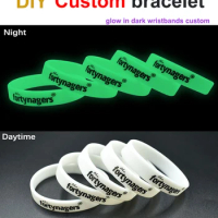 Custom Luminous Wristbands Cheap Logo Silk Screen Print Personalize Silicone Wristband Glow In The Dark Gift Text Print