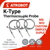 K Type Thermocouple โพรบวัดอุณหภูมิ แบบยึดเกลียว M8 M12 ช่วง -200 ถึง 1350°C เส้นผ่านศูนย์กลาง 1-8 ม