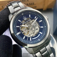 【MASERATI 瑪莎拉蒂】MASERATI手錶型號R8823121001(寶藍色錶面黑錶殼深黑色精鋼錶帶款)