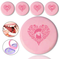 Mirror Milk Teeth Organizer Travel Love Letter Pattern Retainer Mouth Guard Tooth Storage Box Brace