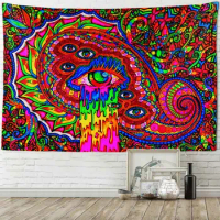 Psychedelic art print tapestry wall hanging room wall decor boho hippie witch eye comic kawaii home decor backdrop fabric