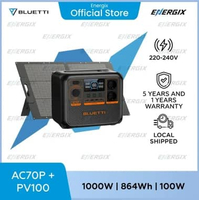 BLUETTI AC70P Portable Power Station | 1000W 864Wh AC70P+PV200