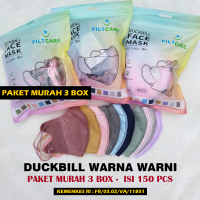 MASKER DUCKBILL WARNA WARNI PAKET MURAH 3 BOX ISI 150 PCS MASKER DUCBILL WARNA 3 PLY MURAH | MASKER