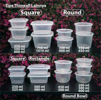 Paket 25 Pcs - Thinwall Persegi 350 Ml Dm - Tutup Cembung - Square Sq Terlaris
