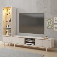 【WAKUHOME 瓦酷家具】Ariel極簡主義白楓木7尺TV櫃+2尺展示櫃A015-212+217