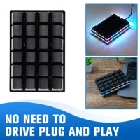Black 24-Key Gaming Keyboard, USB Mini 24-Key Keypad Mechanical Gaming PC Keyboards Programming Macro Software OSU HID