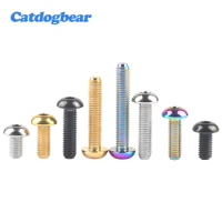 Catdogbear Titanium Bolt M5/M6x8 10 12 15 16 18 20 25 30mm Half Round Head Hex Screw for Bicycle Bottle Cage