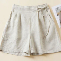 2024 Summer Shorts ZANZEA Female Cotton Pants Women High Elastic Waist Casual Short Pant Vintage Loose Pantalon Palazzo Oversize