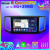 Owtosin 8G+256G Android 12 QLED 2K 4G SIM WiFi Car Radio For Volkswagen VW Sharan SEAT Alhambra 7N 2010-2022 CarPlay GPS Stereo