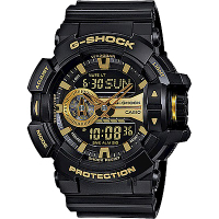 CASIO卡西歐 G-SHOCK 金屬系雙顯手錶 送禮推薦-經典黑金 GA-400GB-1A9