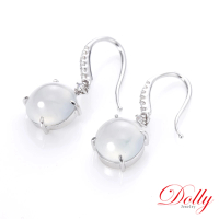 【DOLLY】18K金 緬甸高冰玻種翡翠鑽石耳環