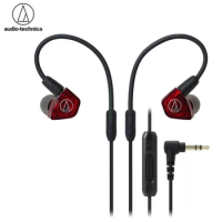 Original Audio Technica ATH-LS200iS Earphones With Microphone In-line Dual-unit In-ear Headset Wried Control For IPhone Android