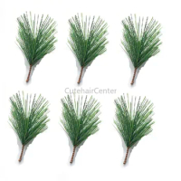 20pcs Fake Green Pine Needle Branch 9cm Artificial Plant Craft Ornament DIY Forest-style Wedding Party Decor Home Garden Hotel