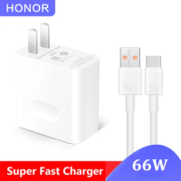 Honor 66W SuperCharge Fast Charger EU/US Plug 6A Type C Cable For Honor 90 80 70 60 50 Pro 80GT X50 V40 V30 Magic V2 5 4 3 2 X9A