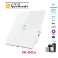 HomeKit-Smart Touch Panel Switch, Remote Control, WiFi, Voice Control, 20A, High Power, Water Heater Switch, 100V ~ 265V