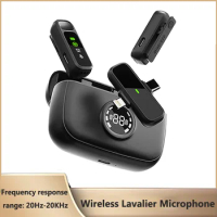 Wireless Lavalier Microphone System Bluetooth Audio Video Voice Recording Mic for iOS Android Phone Meeting Interview Camera