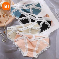 Xiaomi 3Pcs/Pack Sexy Lace Panties Lingerie Feather Underwear Solid Color Women Panties Seamless Briefs Cotton Low Waist Panties