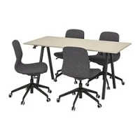 meja dan kursi konferensi, krem antrasit/abu-abu tua, 160x80 cm