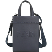 FENDI 芬迪 Roma Go To 迷你型 荔紋小牛皮兩用托特包(深藍色)