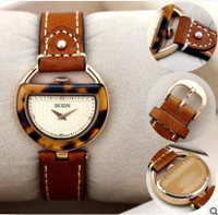 美琪 (簡約時尚)다이아몬드鑲鑽真皮表帶腕表高檔石英手錶